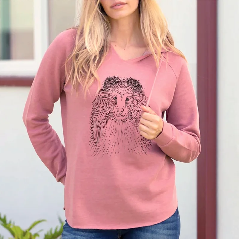 Moxie the Shetland Sheepdog - Cali Wave Hooded Sweatshirt Hoodie with Distressed Vintage Worn