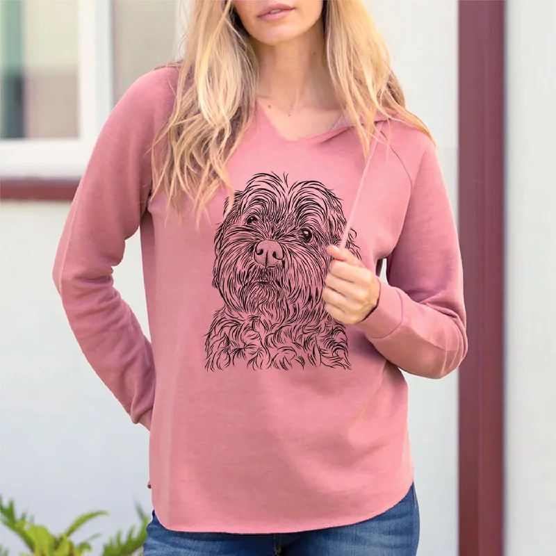 Maggie Girl the Cockapoo - Cali Wave Hooded Sweatshirt Hoodie with Batwing Sleeves Loose Dramatic