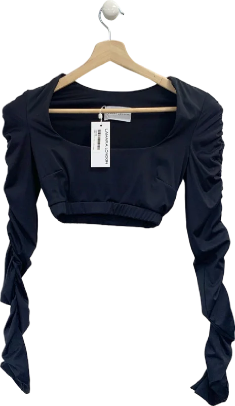 Lamara London Black Crop Top XS/S Chenille Blend Fleece Blend Nylon Blend