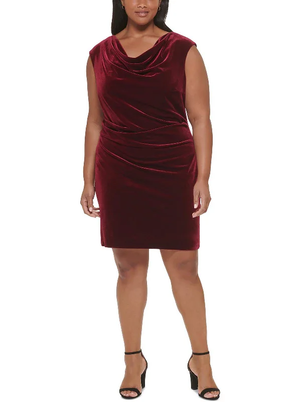 Plus Womens Velvet Mini Cocktail and Party Dress Tunics Brand named