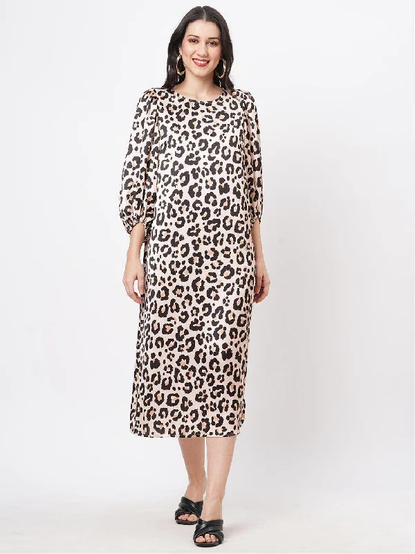 Hashtag Be oversized animal print calf length dress for a date in the evening Tunics Evening elegant