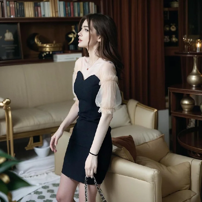 Black Off-Shoulder Party Dress: Elegant Summer Style Tunics Cozy soft