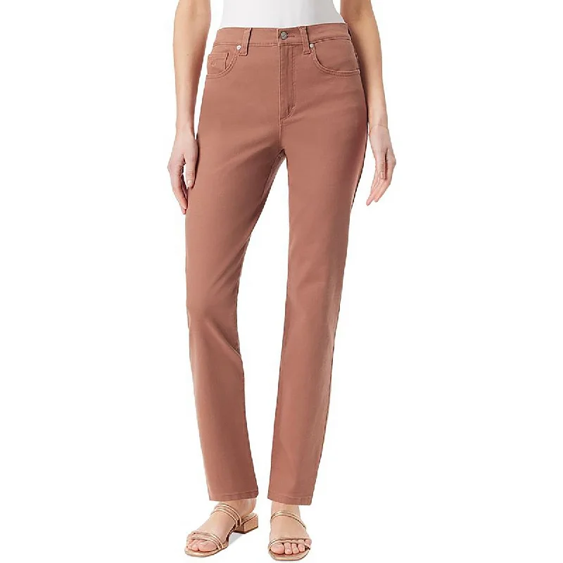 Womens S Cotton Straight Leg Pants Trendy High-Waist Trousers