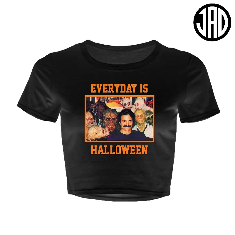 Everyday Is Halloween Squad - Women's Crop Top Zippered Front Buttoned Front Snap Front