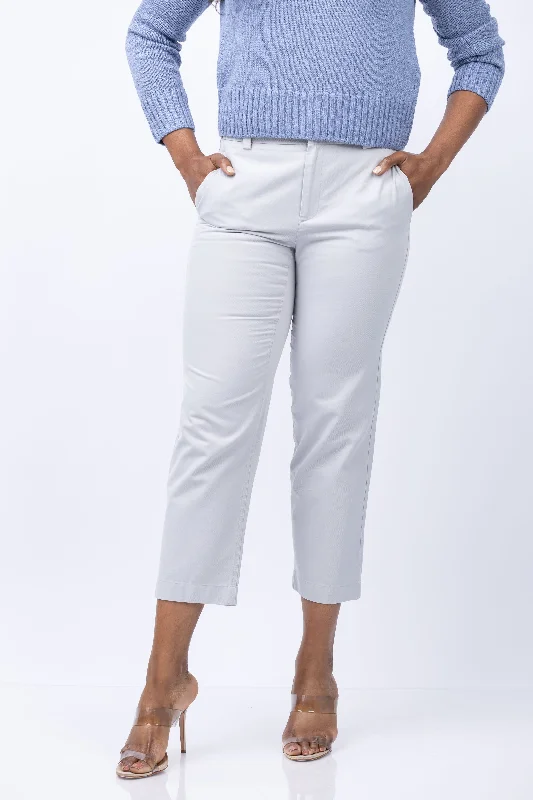 Vince Mid Rise Washed Cotton Crop Pant in Lunar Dust Trendy High-Waist Trousers