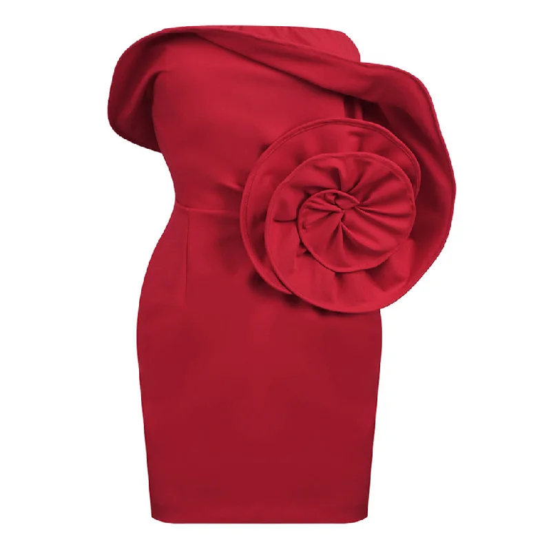 Asymmetrical Ruffle Rosette Strapless Corset Bodycon Mini Party Dress Tunics Velvet soft