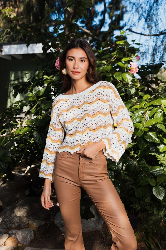 Chevron Chic Flare Crop Top Fleece Fabric Down Fabric Feather Fabric