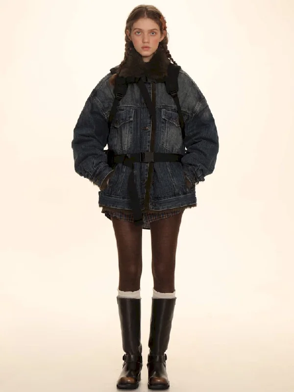 Fur Lined Denim Jacket V-Neck Jacket Boat Neck Jacket Square Neck Jacket