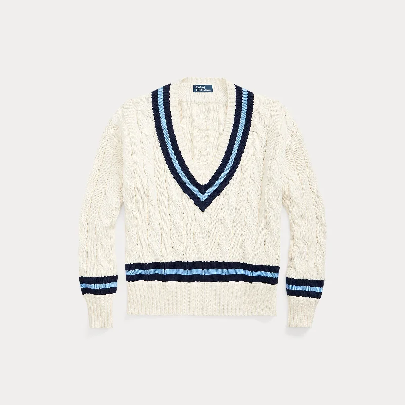 CABLE-KNIT CRICKET SWEATER Toggled Drawstring Belted