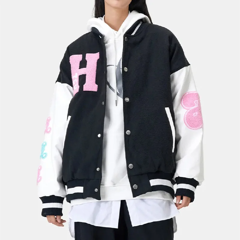 Embroidered Bear Casual Baseball Jacket Tailored Jacket Straight Jacket A-Line Jacket Embroidered Bear Casual Baseball Jacket Tailored Jacket Straight Jacket A-Line Jacket