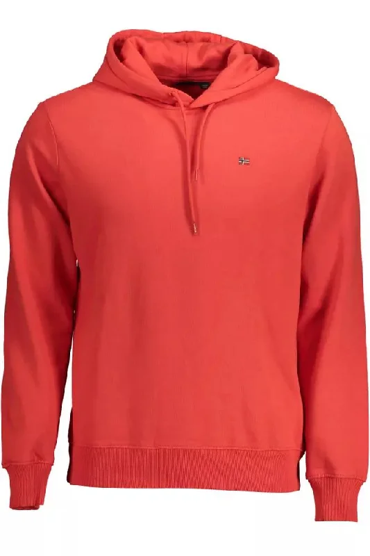 Red Cotton Men Sweater Oversized Loose Flowy