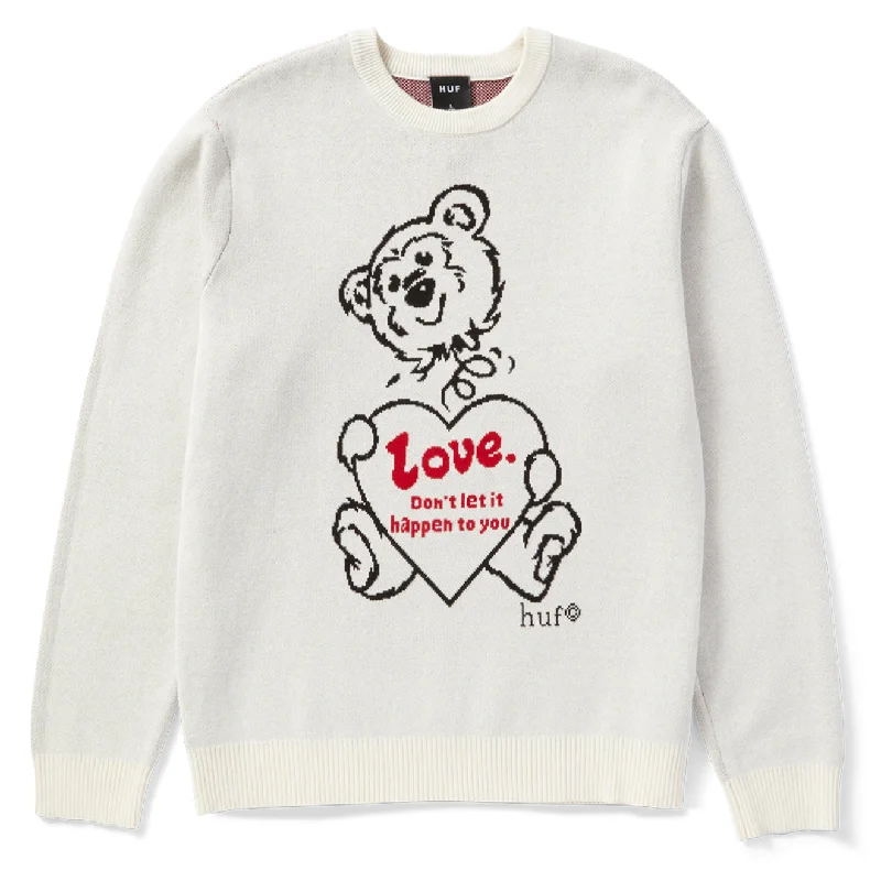 Huf Womens Bad News Crewneck Sweater Bone Thin Thick Dense
