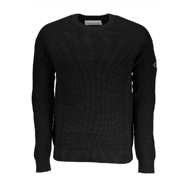Sleek Organic Cotton Crew Neck Sweater Ribbed Striped Patterned