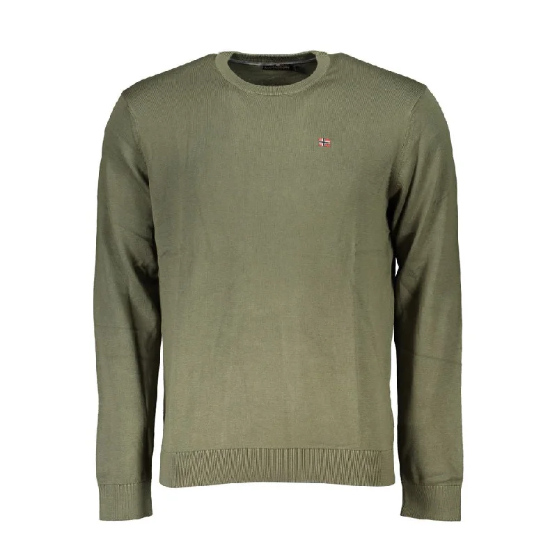 Green Cotton Men Sweater Beaded Sweater Sequined Faux Fur
