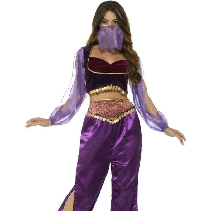 Arabian Princess Jasmine Costume Adult Purple Trousers Top Veil Trousers Designer Luxury