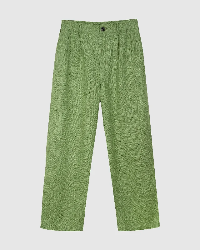 LINEN TROUSERS IN GREEN Trousers Pleated Formal