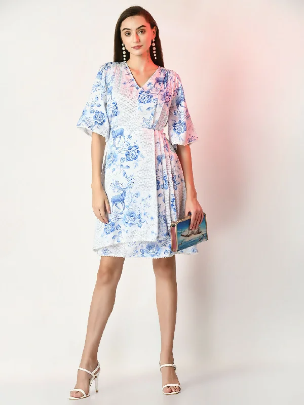 Myshka Women's White Printed Dress