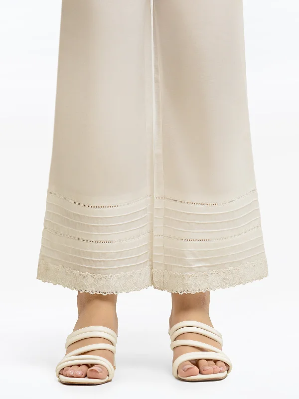 Women's White Trouser - EWBEB24-76567 Trousers Lace Delicate