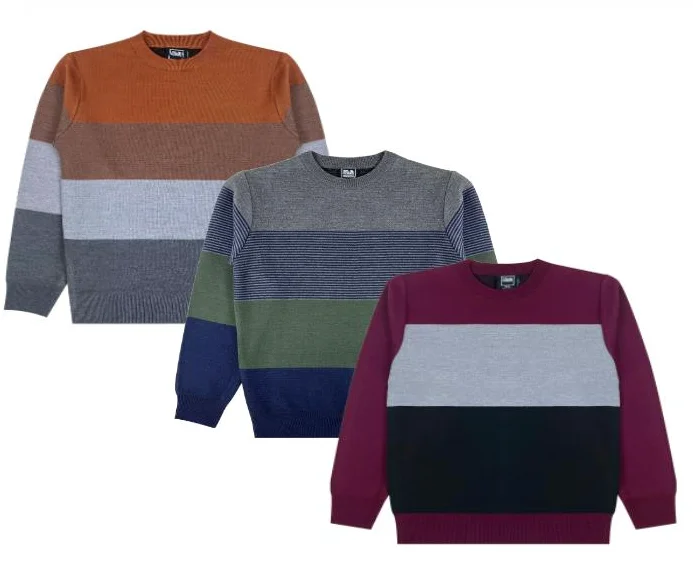 Boys Stylish Crew Sweater (24/Case) Fitted Slim Tailored