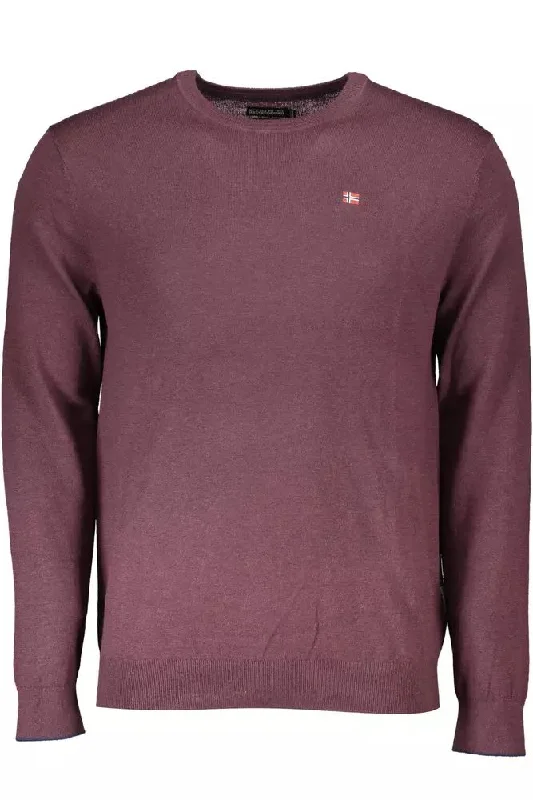 Purple Wool Men Sweater Handmade Hand-knitted Hand-woven