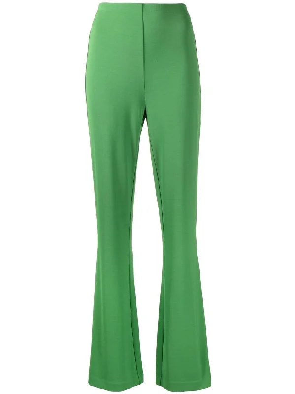 SERPENTINE FLARED HIGH-WAIST TROUSERS LEA GRN Skinny Trousers Denim Stretchy