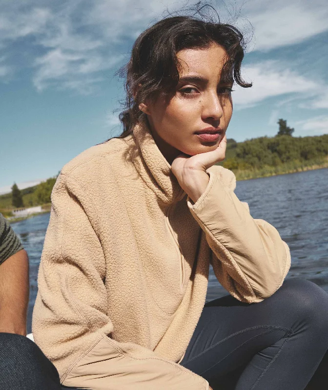Ladies Outdoor Fleece Pullover - Camel Alpaca Blend Soft
