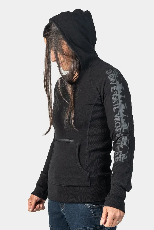 Dovetail Women's Anna Pullover Hoodie in Black Wide Sleeve Pullover