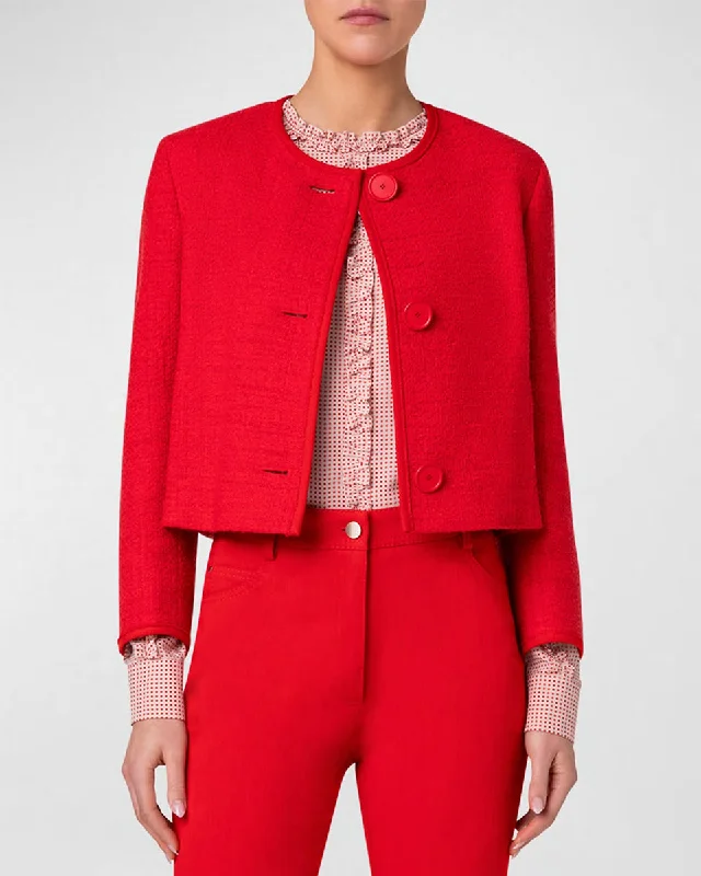 Mix Media Boucle Tweed Short Jacket Wool Jacket Cashmere Jacket Tweed Jacket
