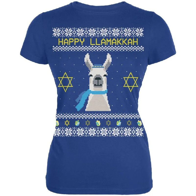 Llama Llamakkah Ugly Hanukkah Sweater Royal Juniors Soft T-Shirt Hooded Sweater Collared Sweater Shawl Collar Llama Llamakkah Ugly Hanukkah Sweater Royal Juniors Soft T-Shirt Hooded Sweater Collared Sweater Shawl Collar