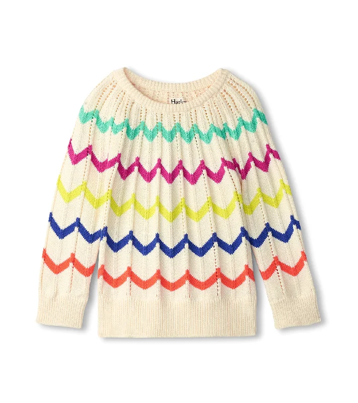 Rainbow Chevron Raglan Pullover Sweater dolman Sleeve Top