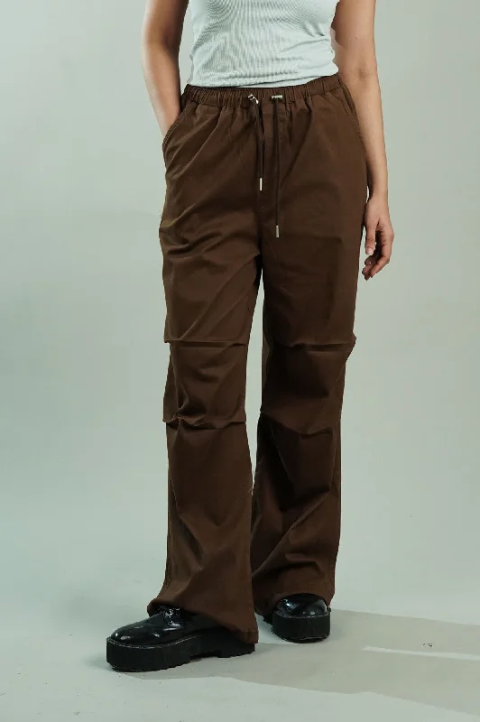 Barrel Brown Oversized Trousers Trousers sophisticated sleek