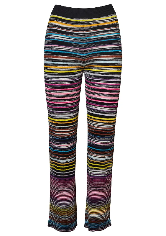 Knit Stripe Trousers Trousers Lace Delicate
