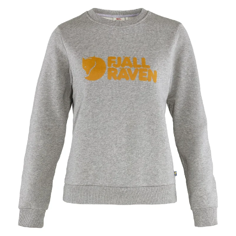 Fjallraven Womens Logo Sweater Grey Melange Terry Blend Velvet Blend Canvas Blend