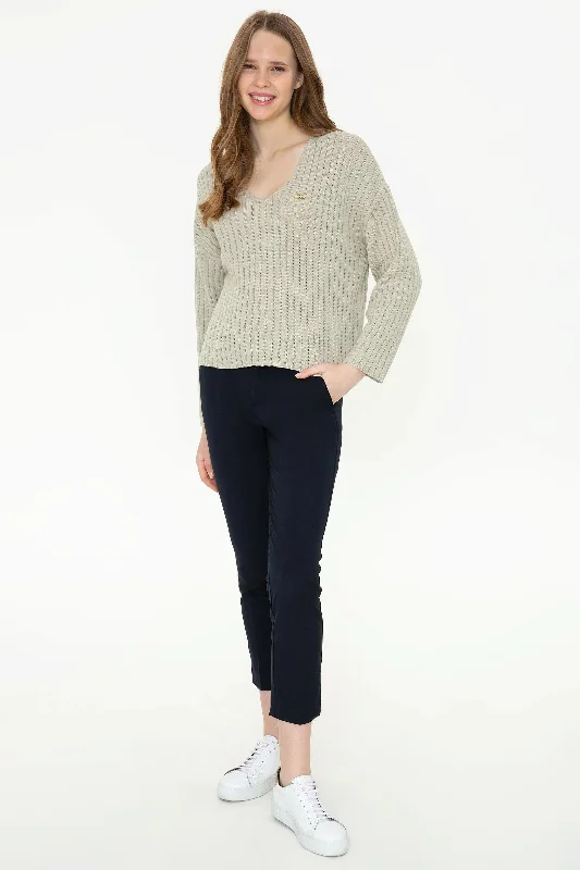US Polo Assn. Comfort Pullover with USPA Metal Logo - Women Soft Wool Sweater