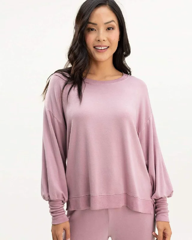Splendid - Flora pullover in Mauve Asymmetrical Hem Sweater