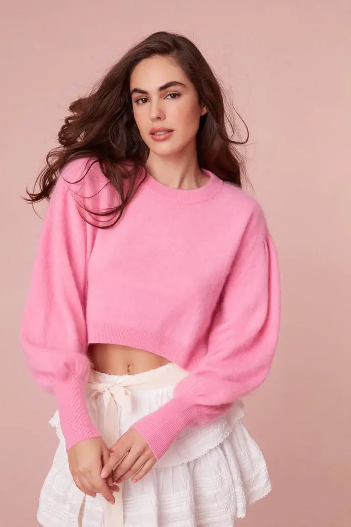 Candela Pullover Sweater in French Pink Chenille Soft Sweater