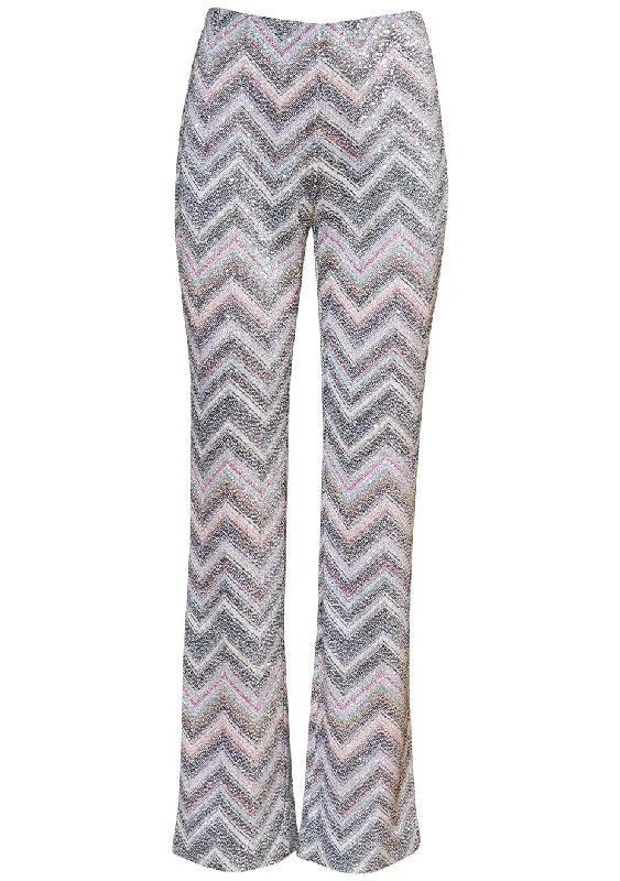 Flared Sequin Trousers Trousers Plaid Checkered