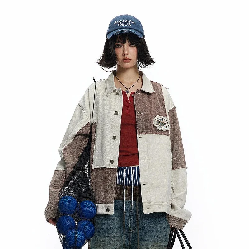 Color Contrast Patchwork Irregular Jacket Coat - Denim Casual Wear for Youth Faux Fur Jacket Real Fur Jacket Shearling Jacket Color Contrast Patchwork Irregular Jacket Coat - Denim Casual Wear for Youth Faux Fur Jacket Real Fur Jacket Shearling Jacket