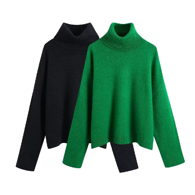 Winter Turtleneck Knitted Sweaters for Women Slim Fit Regular Fit Oversized