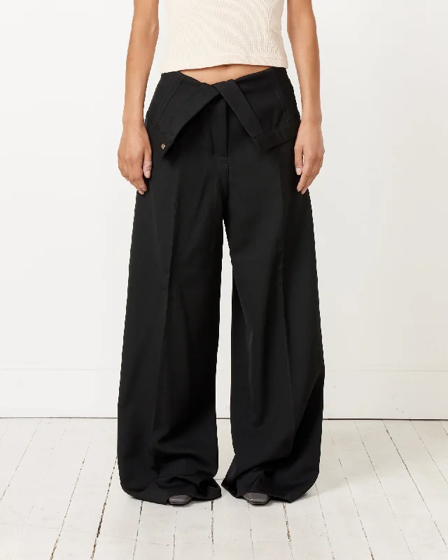 Tailored Wool Blend Trousers in Black Trousers cozy soft
