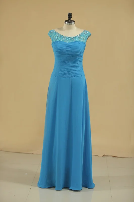 Chiffon Mother Of The Bride Dresses A Line Scoop With Ruffles Floor Length