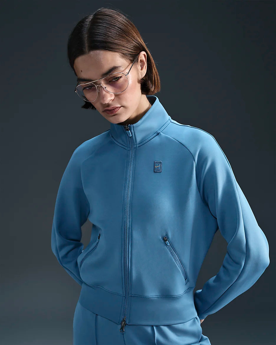 Ladies Nike Full Zip Tennis Jacket Denim Fabric Leather Fabric Suede Fabric