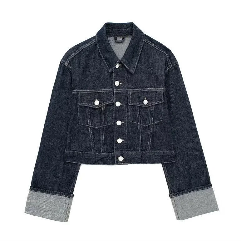 Women's Hemming Sleeve Denim Jacket Coat & Trousers Set Trench Coat Raincoat Waterproof Jacket Women's Hemming Sleeve Denim Jacket Coat & Trousers Set Trench Coat Raincoat Waterproof Jacket