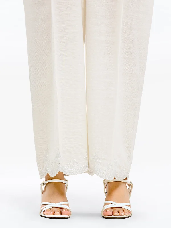 Women's White Trouser - EWBE23-76527 Trousers Silk Elegant