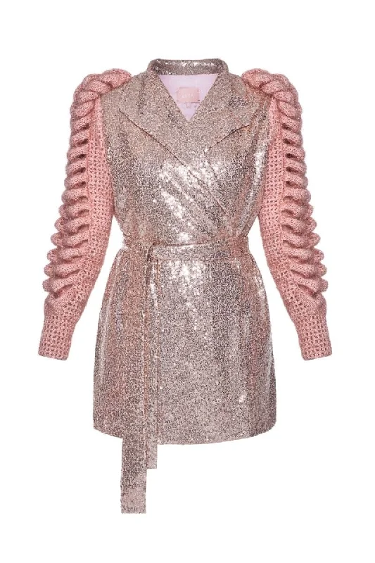 LEILA JACKET WITH KNITTED SLEEVES Chenille Jacket Brocade Jacket Lace Jacket