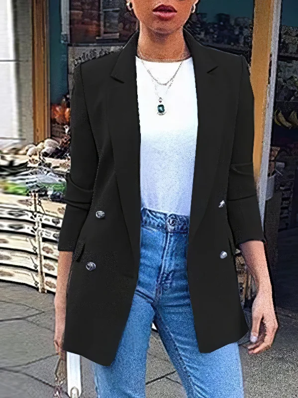 Women's Button-Front Blazer Jacket Denim Jacket Leather Jacket Suede Jacket