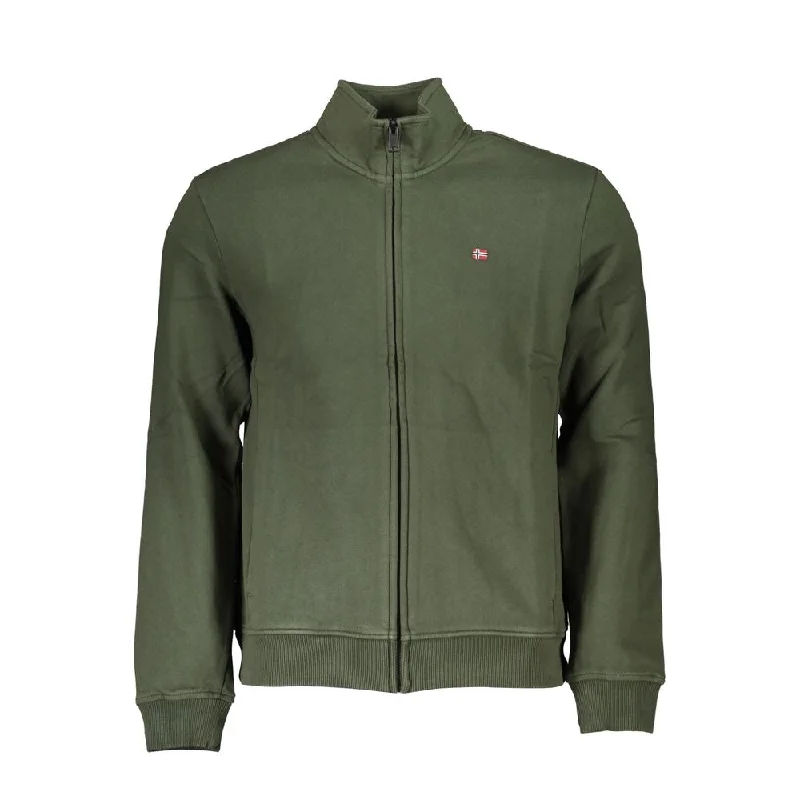 Green Cotton Men Sweater Mesh Sweater Canvas Denim