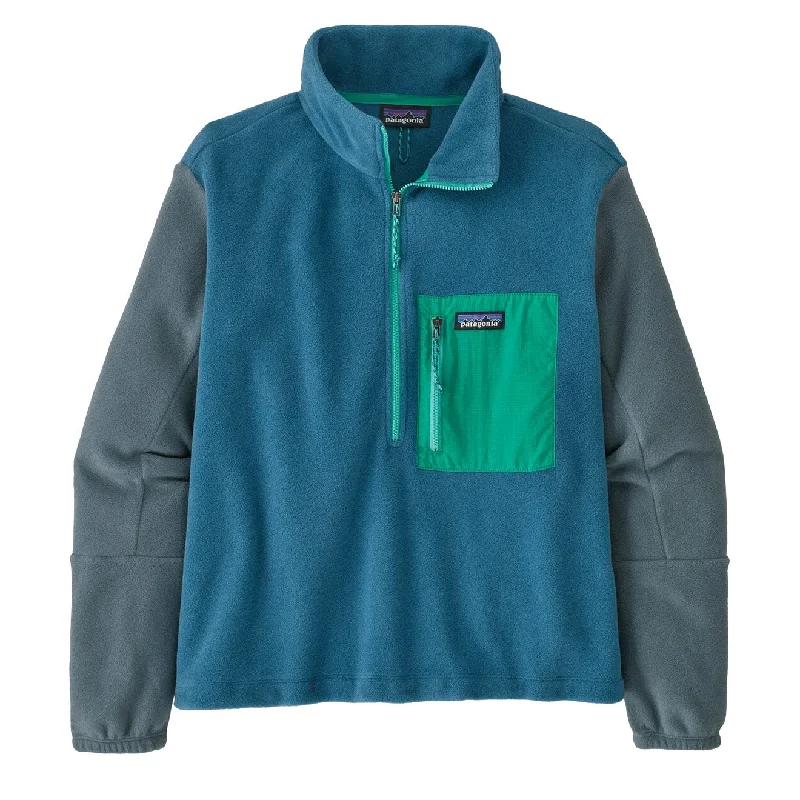 Patagonia Womens Microdini 1/2 Zip Fleece Pullover Wavy Blue Ribbed Crew Neck