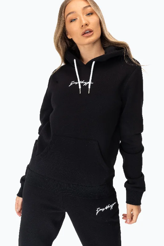 Hype Black Scribble Logo Women'S Pullover Hoodie Hooded Pullover Sweater