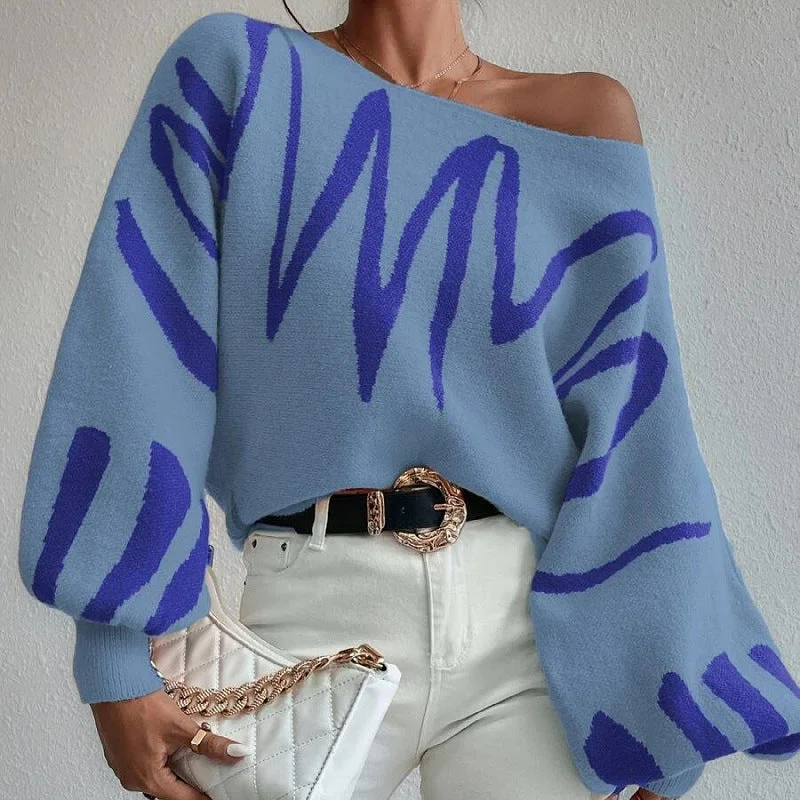 Designed Women Loose Knitted Sweaters Graphic Sweater Embroidered Appliqued
